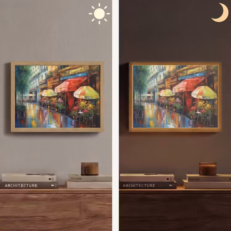 Lightbox - Wandlamp - Straat - Olieverf - Kleurrijk - Stad — 6