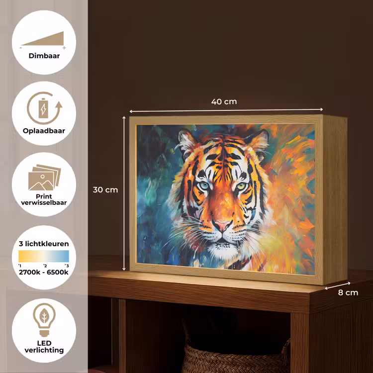 Lightbox - Wandlamp - Tijger - Dieren - Olieverf - Kunst — 10