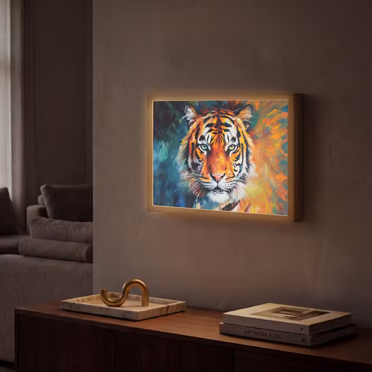 Lightbox - Wandlamp - Tijger - Dieren - Olieverf - Kunst — 2