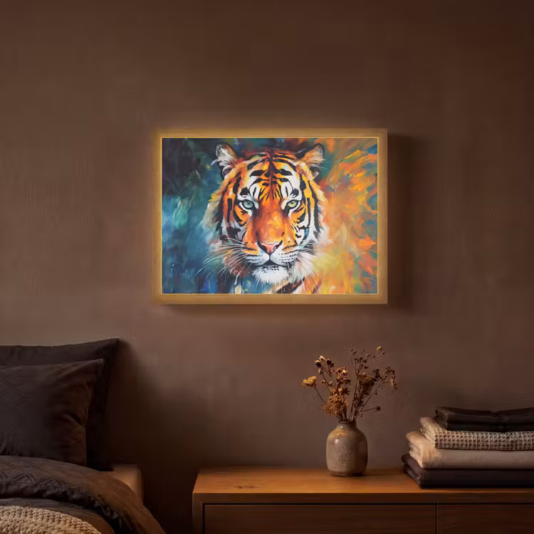 Lightbox - Wandlamp - Tijger - Dieren - Olieverf - Kunst — 3