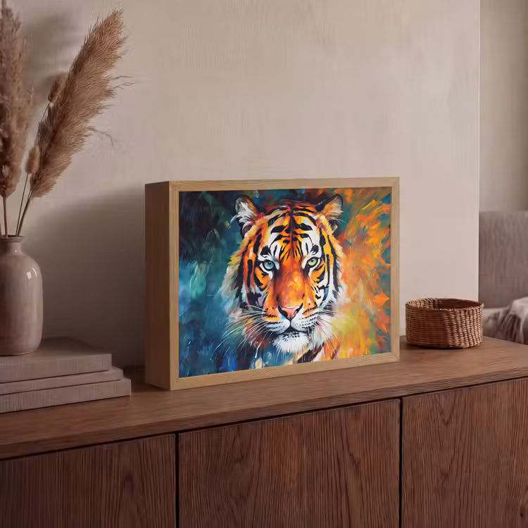 Lightbox - Wandlamp - Tijger - Dieren - Olieverf - Kunst — 4
