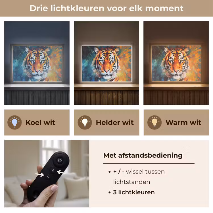 Lightbox - Wandlamp - Tijger - Dieren - Olieverf - Kunst — 8