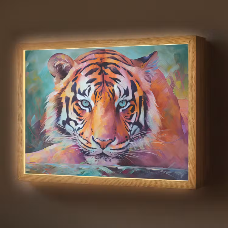 Lightbox - Wandlamp - Tijger - Olieverf - Dieren - Kunst — 1