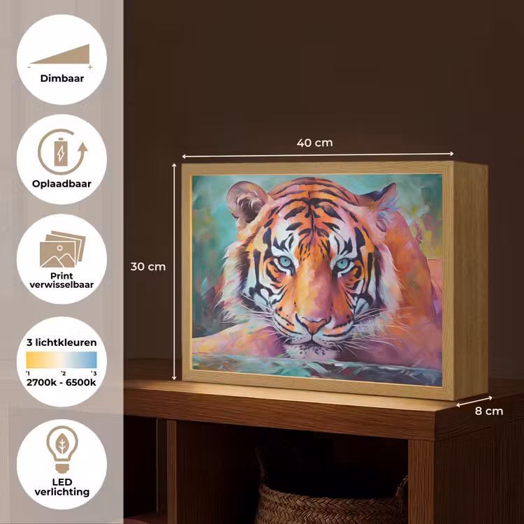 Lightbox - Wandlamp - Tijger - Olieverf - Dieren - Kunst — 10