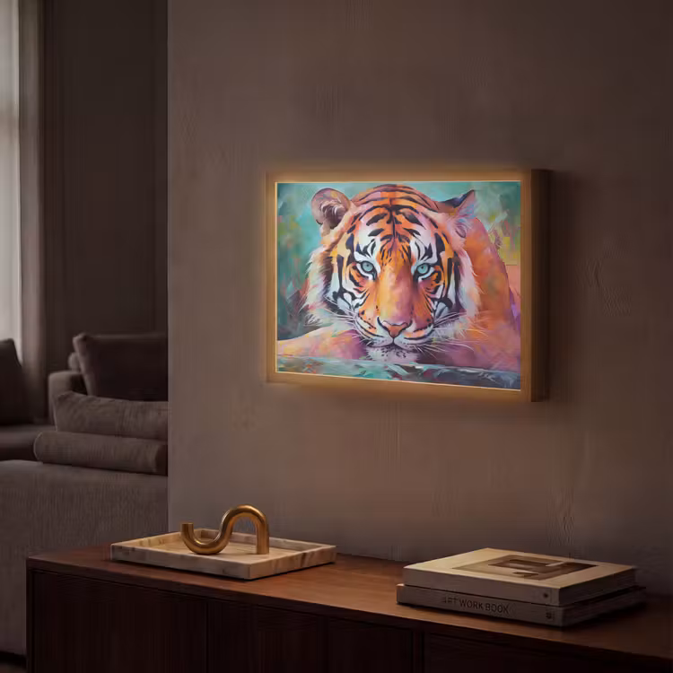 Lightbox - Wandlamp - Tijger - Olieverf - Dieren - Kunst — 2