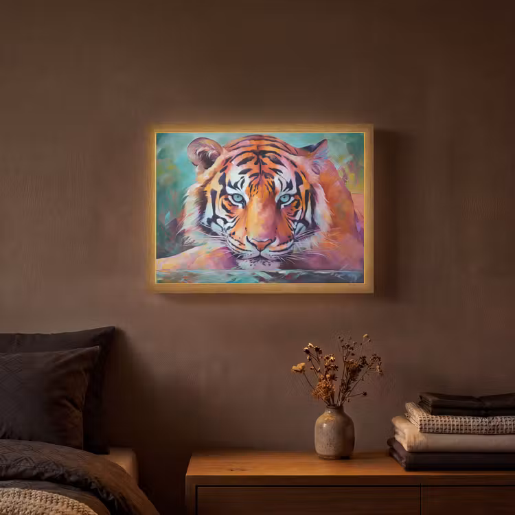 Lightbox - Wandlamp - Tijger - Olieverf - Dieren - Kunst — 3