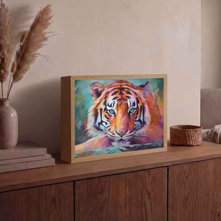 Lightbox - Wandlamp - Tijger - Olieverf - Dieren - Kunst — 4