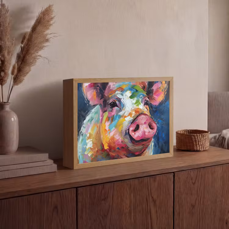 Lightbox - Wandlamp - Varken - Olieverf - Dieren - Kunst — 4