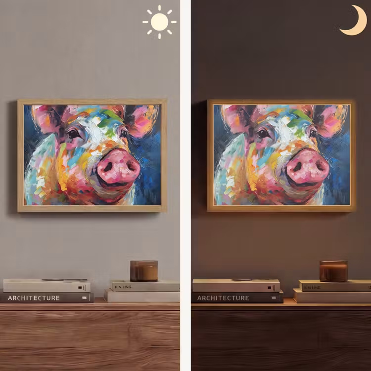 Lightbox - Wandlamp - Varken - Olieverf - Dieren - Kunst — 6