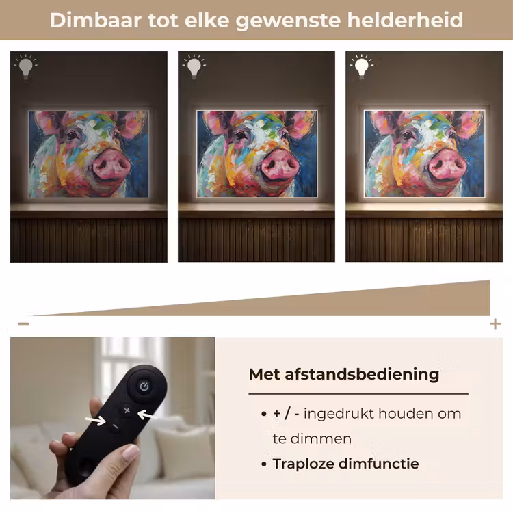 Lightbox - Wandlamp - Varken - Olieverf - Dieren - Kunst — 9