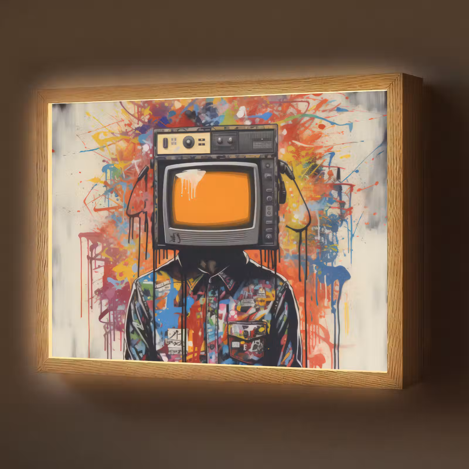 Lightbox - Wandlamp - Televisie - Graffiti - Mens - Kleuren — 1