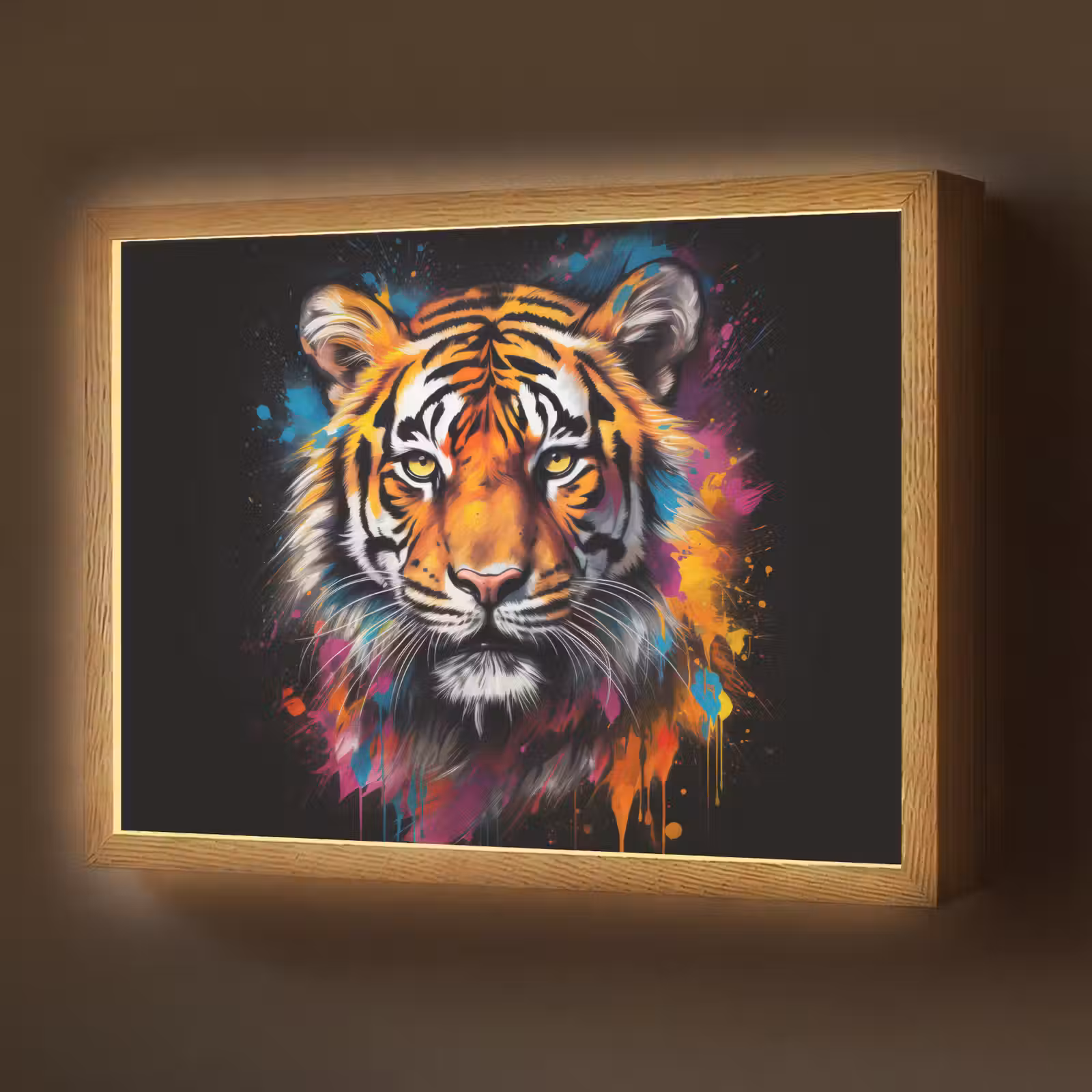 Lightbox - Wandlamp - Tijger - Graffiti - Dieren - Zwart — 1