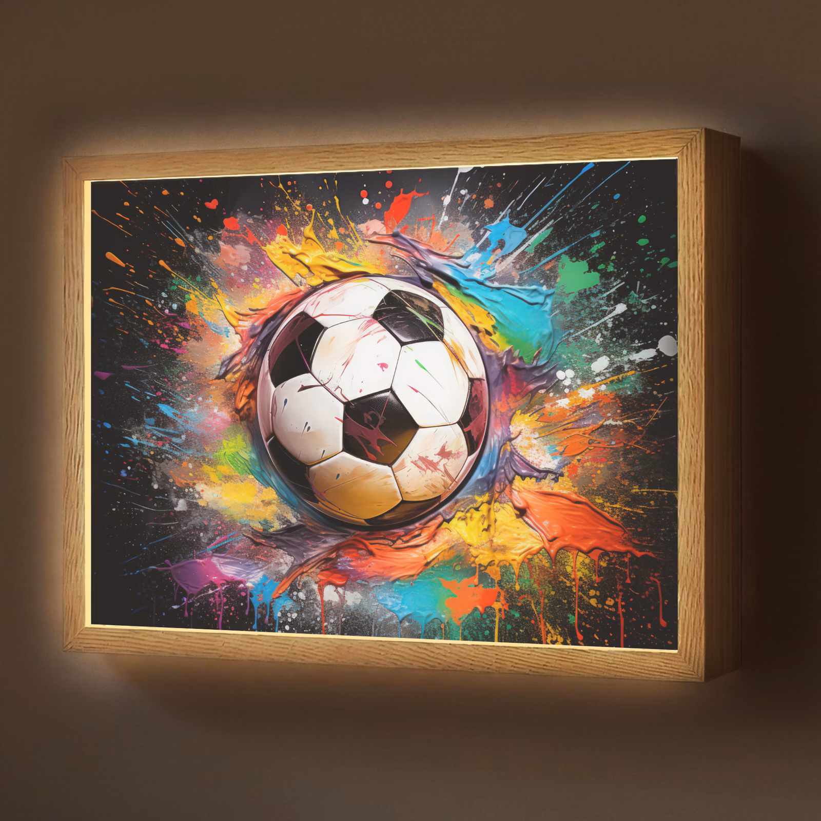 Lightbox - Wandlamp - Voetbal - Verf - Kleuren - Zwart - Wit — 1
