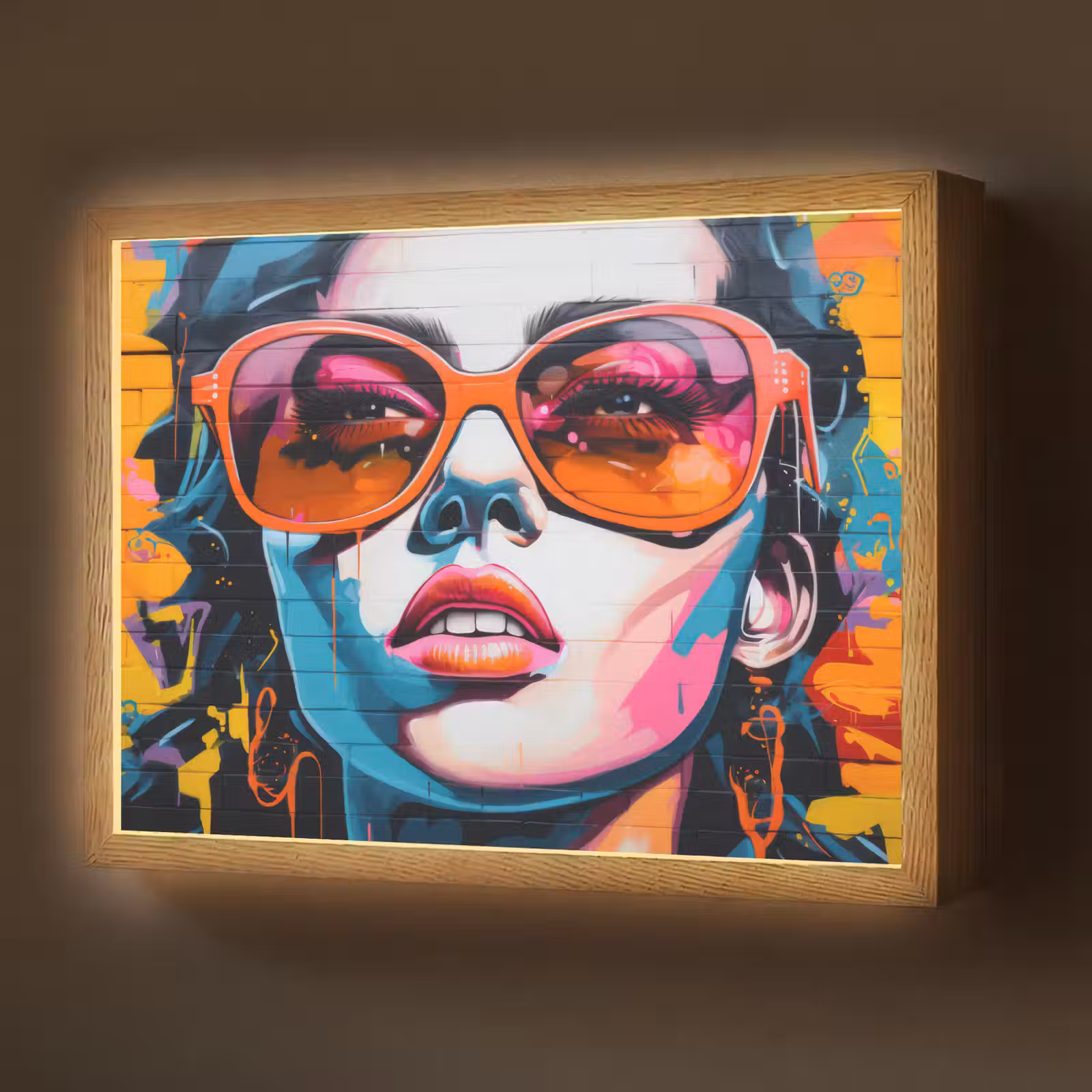 Lightbox - Wandlamp - Vrouw - Bril - Kleuren - Graffiti — 1