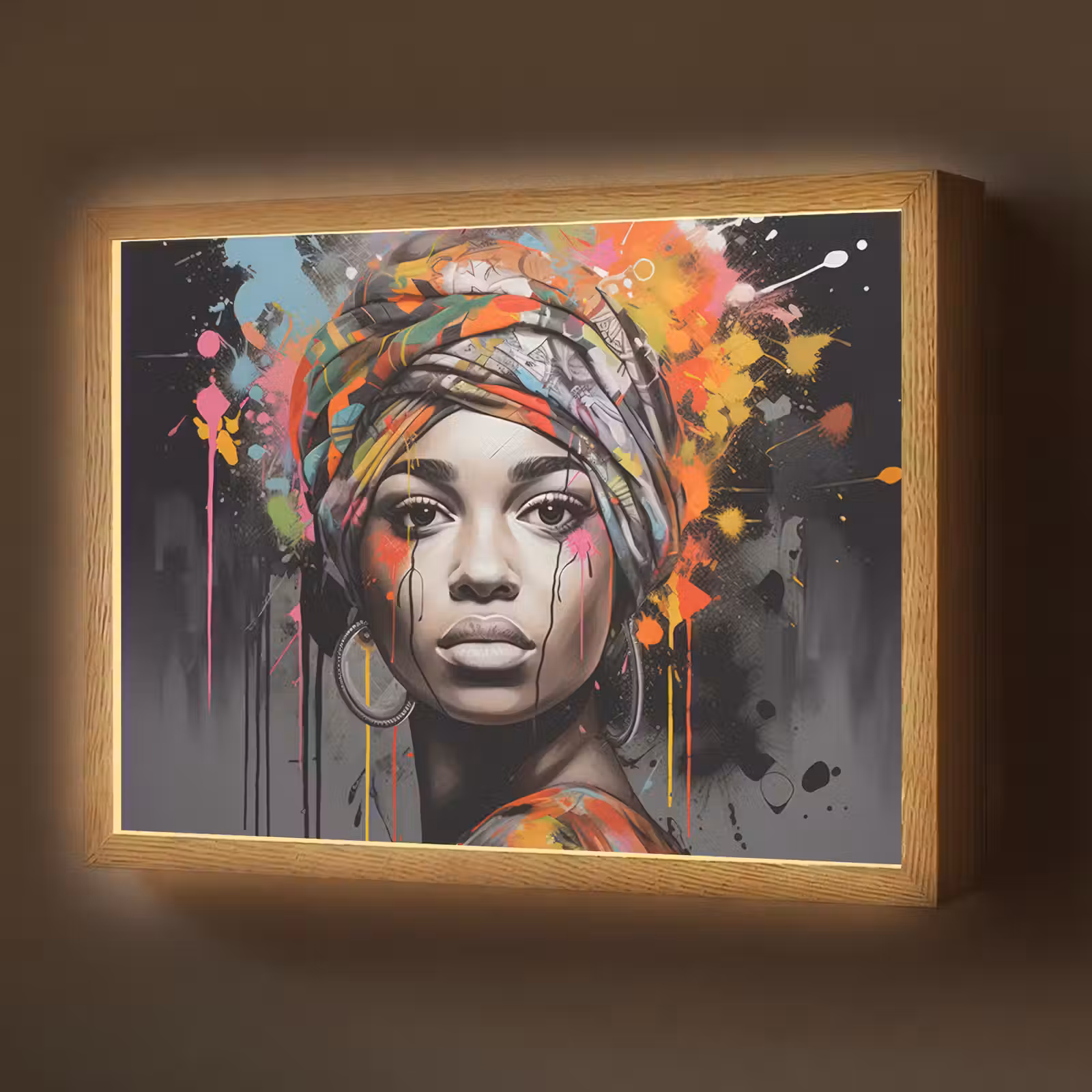 Lightbox - Wandlamp - Vrouw - Hoofddoek - Graffiti - Zwart — 1