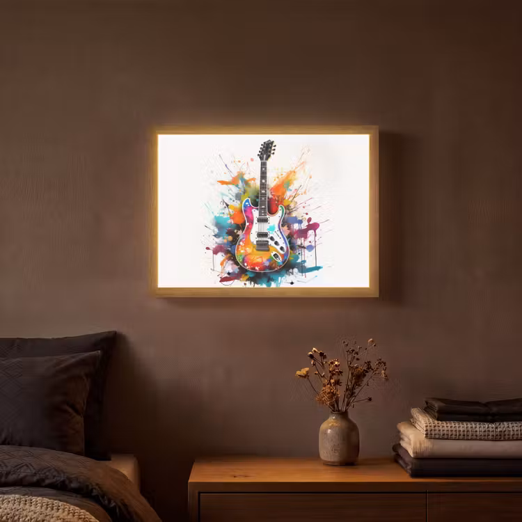 Lightbox - Wandlamp - Gitaar - Graffiti - Muziek - Wit — 3