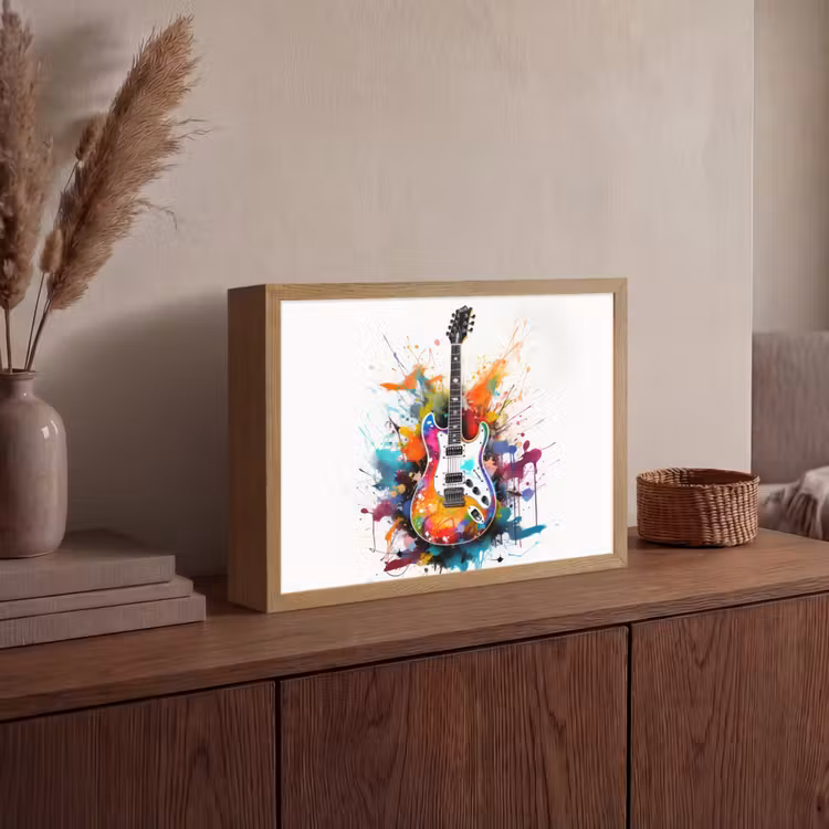 Lightbox - Wandlamp - Gitaar - Graffiti - Muziek - Wit — 4