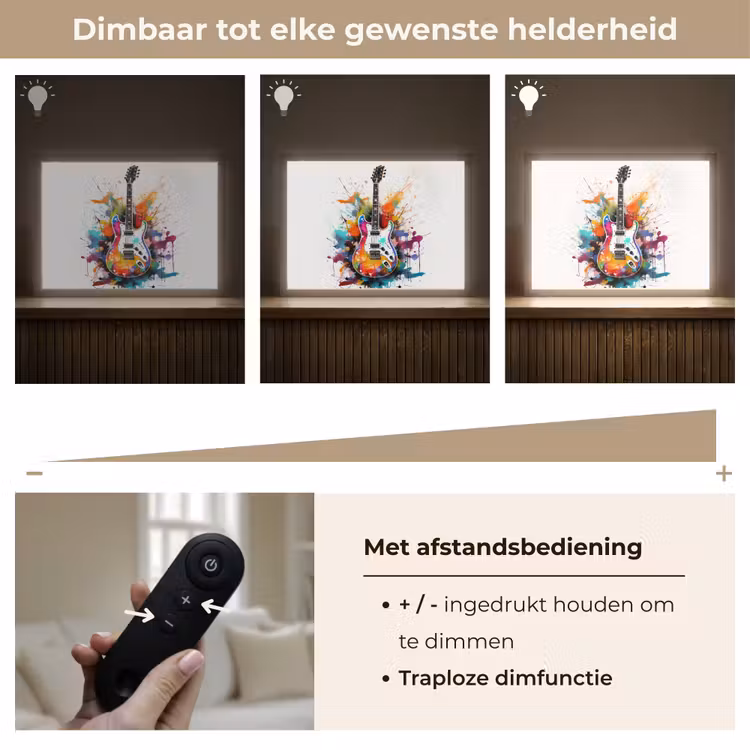 Lightbox - Wandlamp - Gitaar - Graffiti - Muziek - Wit — 9