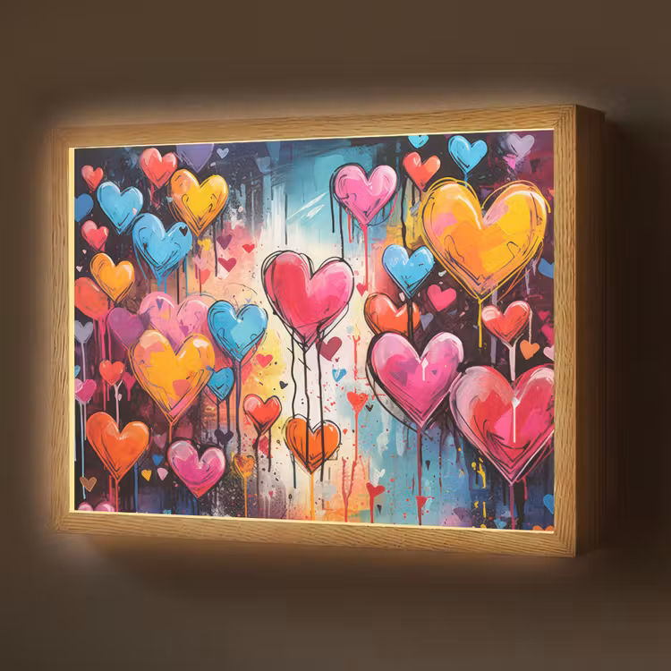 Lightbox - Wandlamp - Hartjes - Kleuren - Kunst - Liefde — 1