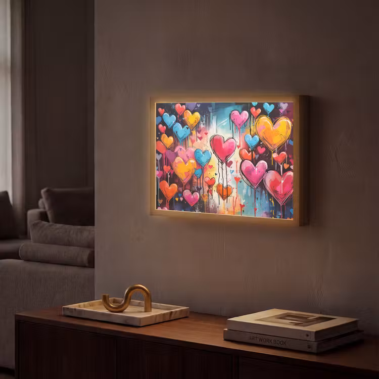 Lightbox - Wandlamp - Hartjes - Kleuren - Kunst - Liefde — 2