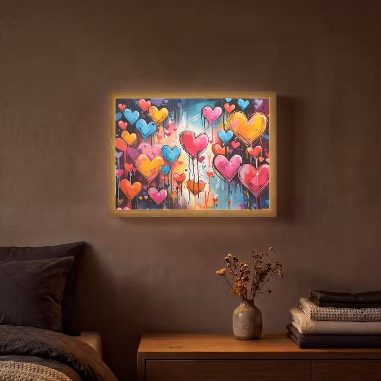 Lightbox - Wandlamp - Hartjes - Kleuren - Kunst - Liefde — 3