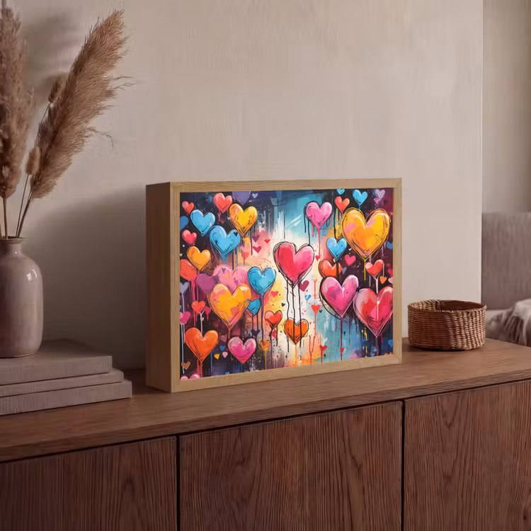 Lightbox - Wandlamp - Hartjes - Kleuren - Kunst - Liefde — 4
