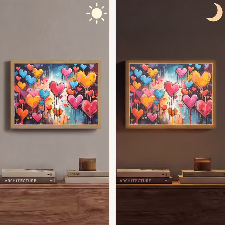 Lightbox - Wandlamp - Hartjes - Kleuren - Kunst - Liefde — 6