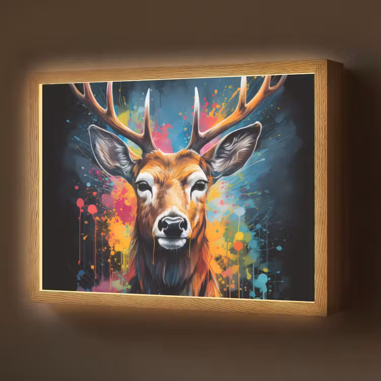 Lightbox - Wandlamp - Hert - Graffiti - Dieren - Kleuren — 1