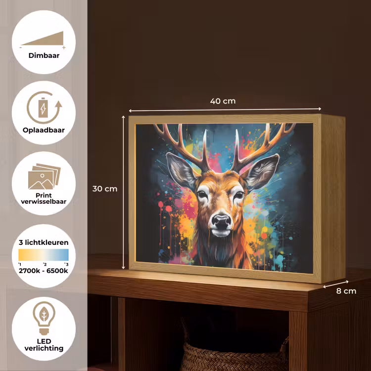 Lightbox - Wandlamp - Hert - Graffiti - Dieren - Kleuren — 10