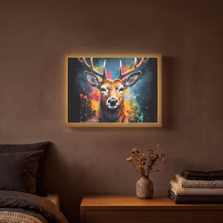 Lightbox - Wandlamp - Hert - Graffiti - Dieren - Kleuren — 3
