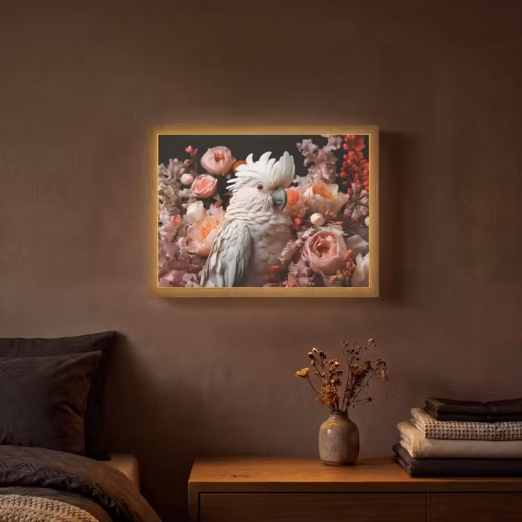 Lightbox - Wandlamp - Kaketoe - Dier - Natuur - Botanisch - Bloemen - Roze — 3
