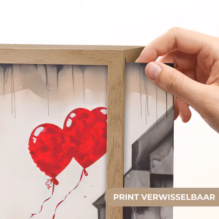 Lightbox - Wandlamp - Kunst - Meisje - Ballonnen - Hart - Grijs — 5