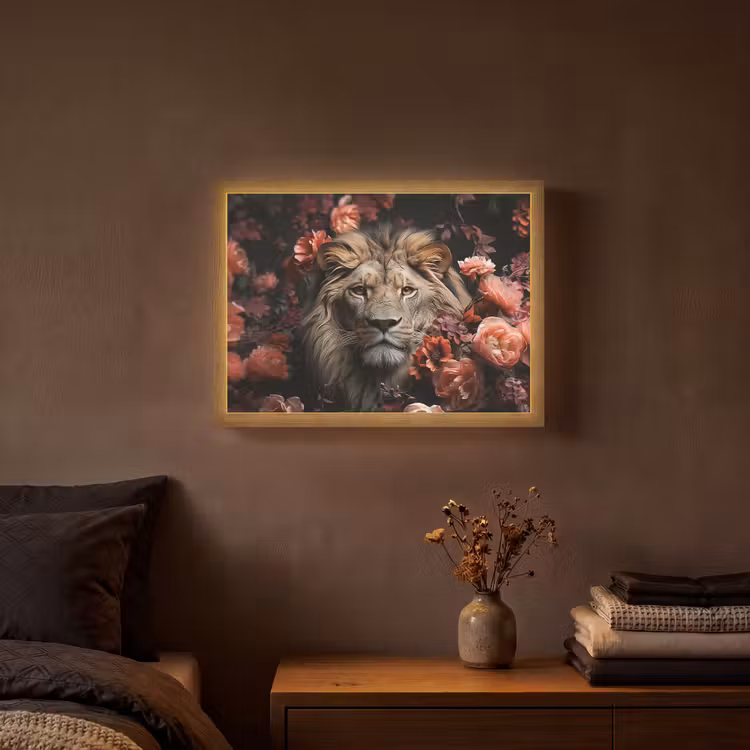 Lightbox - Wandlamp - Leeuw - Dier - Natuur - Botanisch - Bloemen - Roze — 3