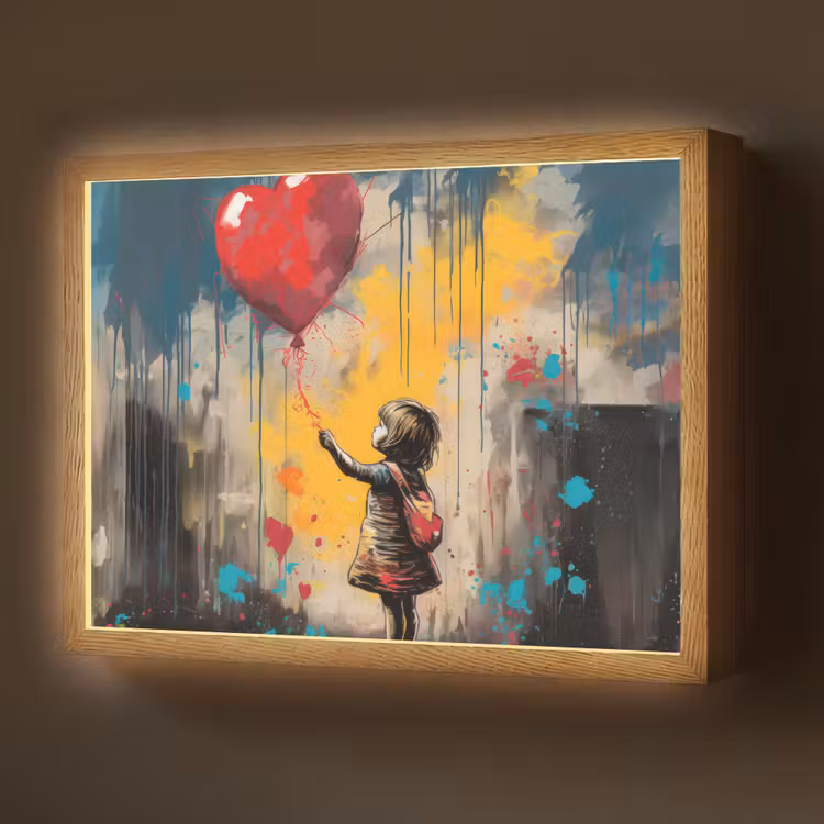 Lightbox - Wandlamp - Meisje - Ballon - Hart - Graffiti — 1
