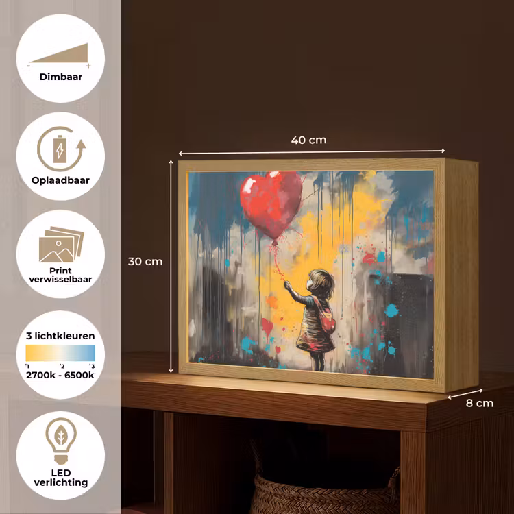 Lightbox - Wandlamp - Meisje - Ballon - Hart - Graffiti — 10