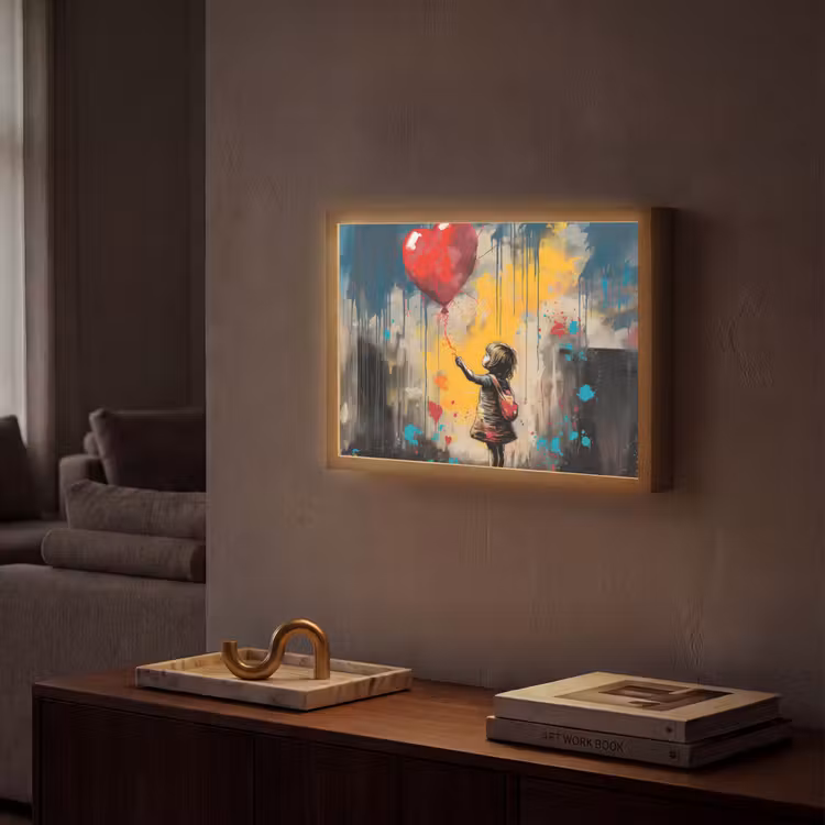 Lightbox - Wandlamp - Meisje - Ballon - Hart - Graffiti — 2