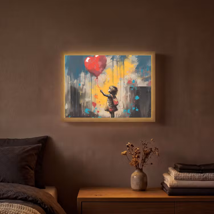 Lightbox - Wandlamp - Meisje - Ballon - Hart - Graffiti — 3
