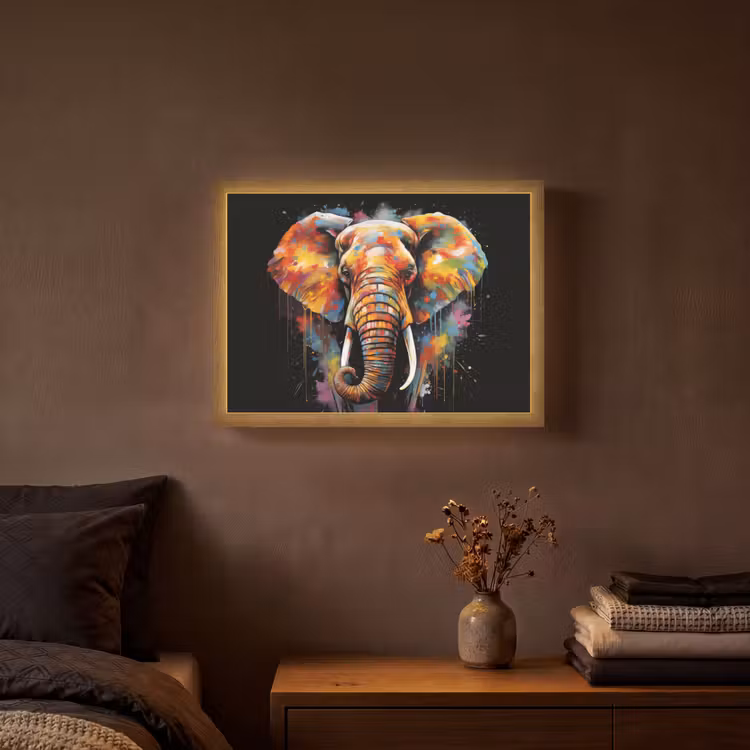Lightbox - Wandlamp - Olifant - Graffiti - Zwart - Dieren - Kleuren — 3