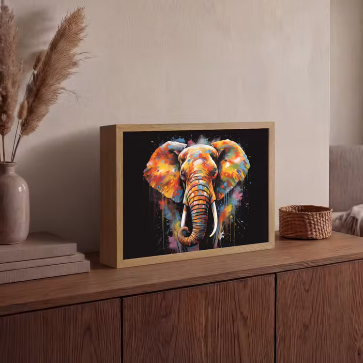 Lightbox - Wandlamp - Olifant - Graffiti - Zwart - Dieren - Kleuren — 4