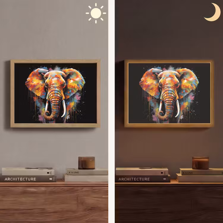 Lightbox - Wandlamp - Olifant - Graffiti - Zwart - Dieren - Kleuren — 6