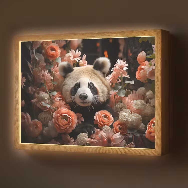 Lightbox - Wandlamp - Panda - Dier - Bloemen - Natuur - Botanisch — 1