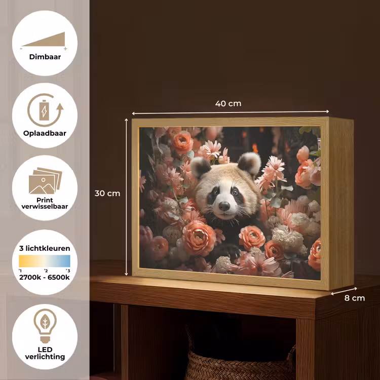 Lightbox - Wandlamp - Panda - Dier - Bloemen - Natuur - Botanisch — 10