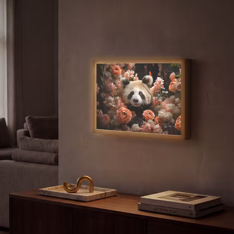 Lightbox - Wandlamp - Panda - Dier - Bloemen - Natuur - Botanisch — 2