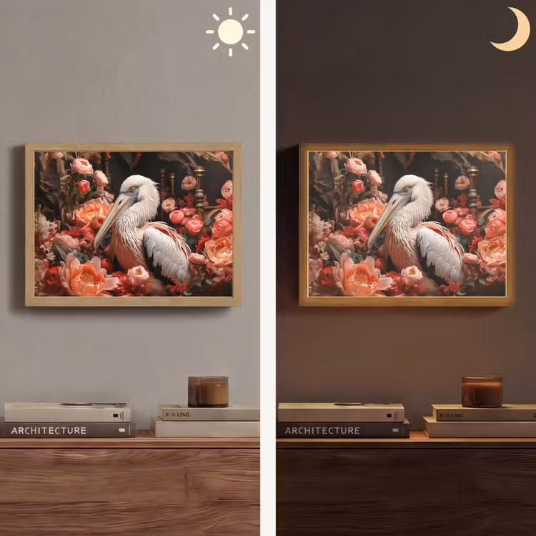 Lightbox - Wandlamp - Pelikaan - Dier - Bloemen - Natuur - Botanisch - Roze — 6