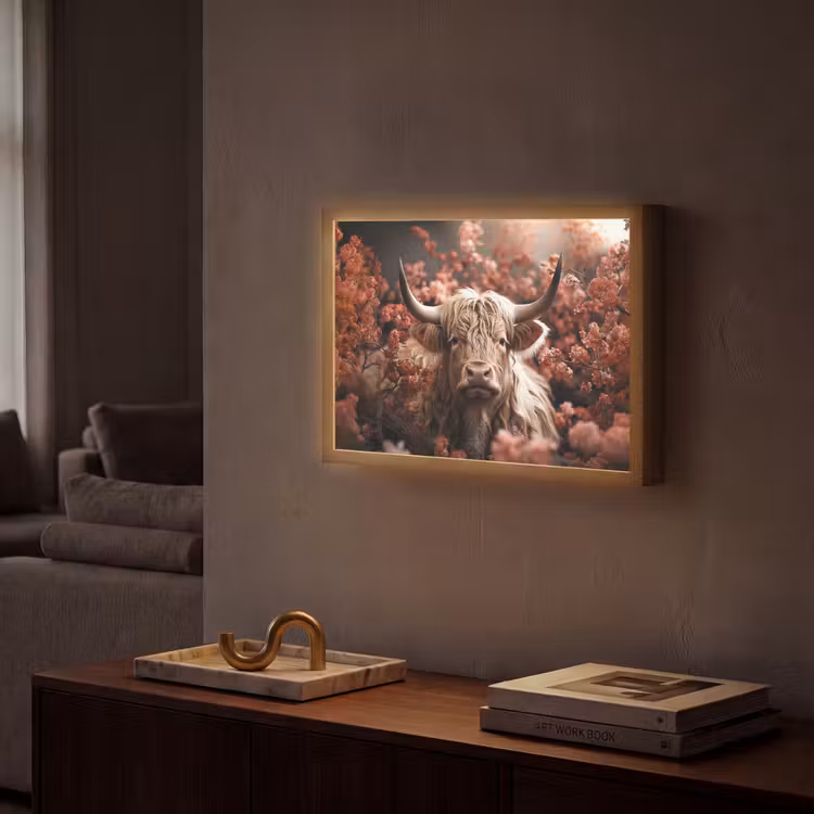 Lightbox - Wandlamp - Schotse hooglander - Dier - Natuur - Bloemen - Botanisch — 2