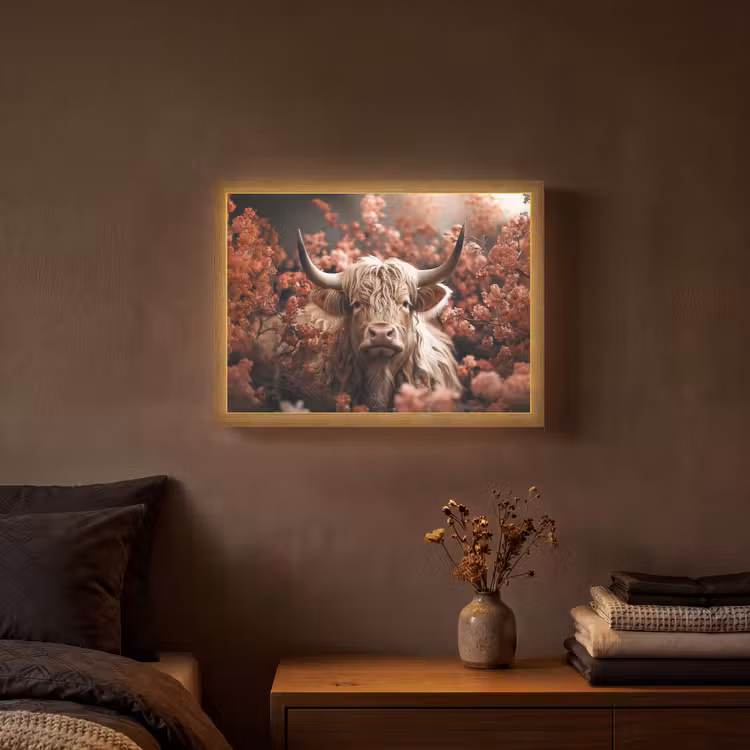 Lightbox - Wandlamp - Schotse hooglander - Dier - Natuur - Bloemen - Botanisch — 3