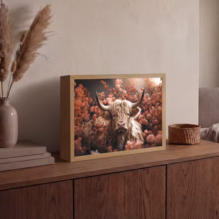 Lightbox - Wandlamp - Schotse hooglander - Dier - Natuur - Bloemen - Botanisch — 4
