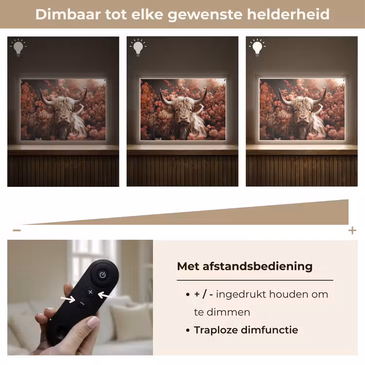 Lightbox - Wandlamp - Schotse hooglander - Dier - Natuur - Bloemen - Botanisch — 9