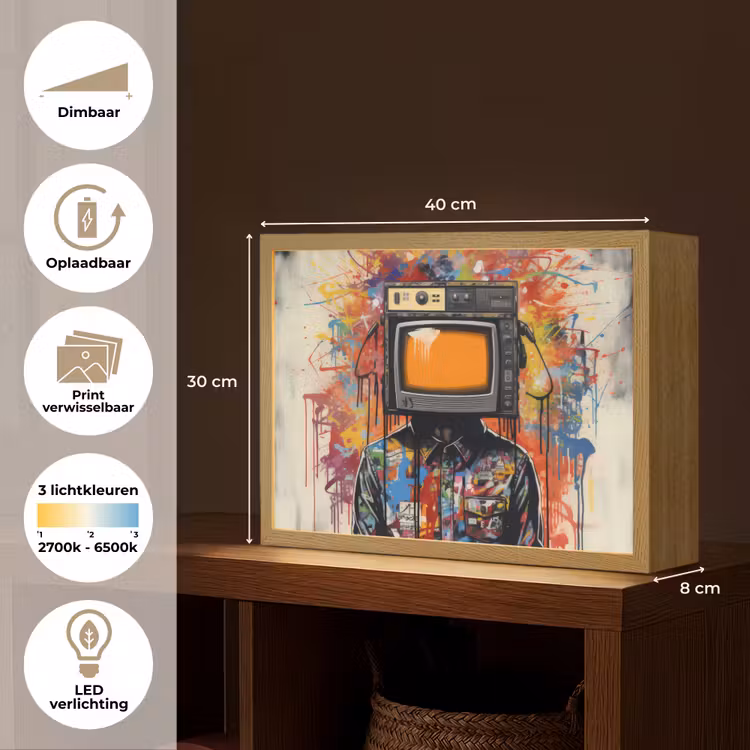 Lightbox - Wandlamp - Televisie - Graffiti - Mens - Kleuren — 10