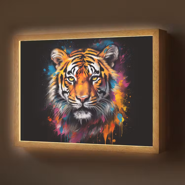 Lightbox - Wandlamp - Tijger - Graffiti - Dieren - Zwart — 1